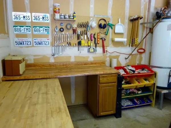 Repurpose cabinets for garage storage