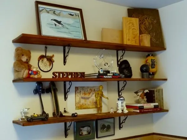 storage shelves in a spare room