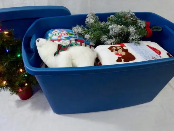 Storage bins for Christmas decorations