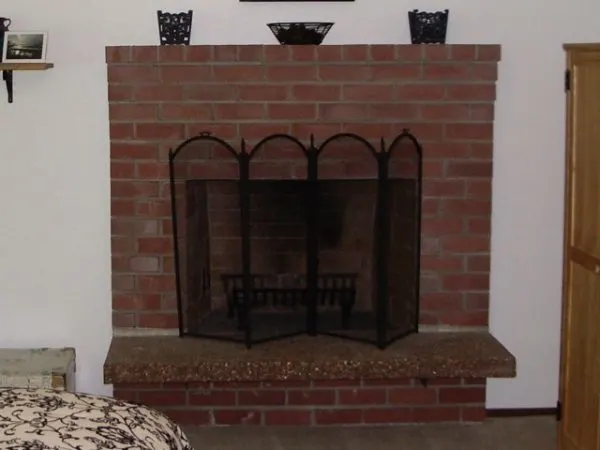 old brick fireplace