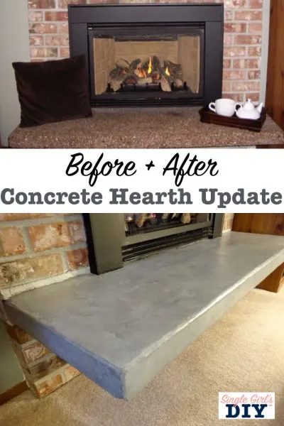 Before and after concrete hearth update