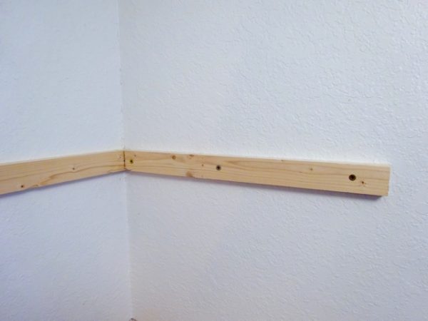 Furring strip for shelves on wall