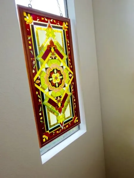 Stained glass window hanging