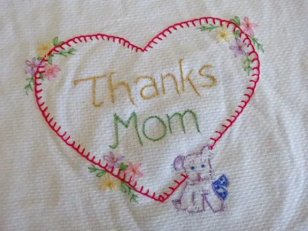 Embroidered heart for mom