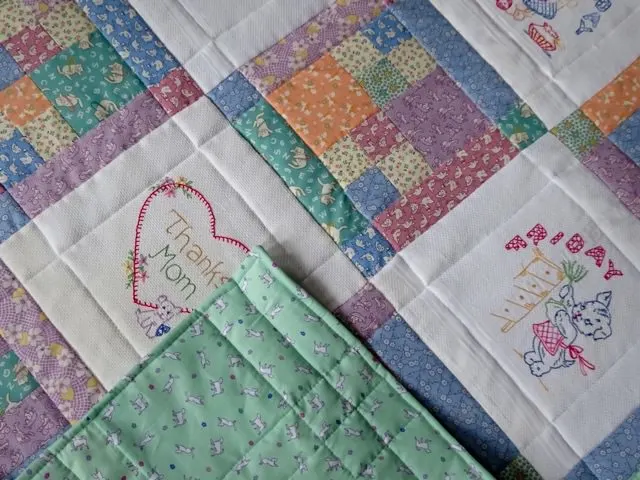 Days of the week embroidered quilt