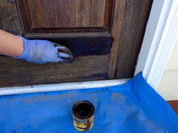 Stain a solid wood door