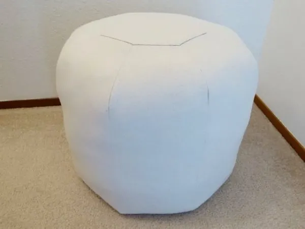 DIY drop cloth floor pouf