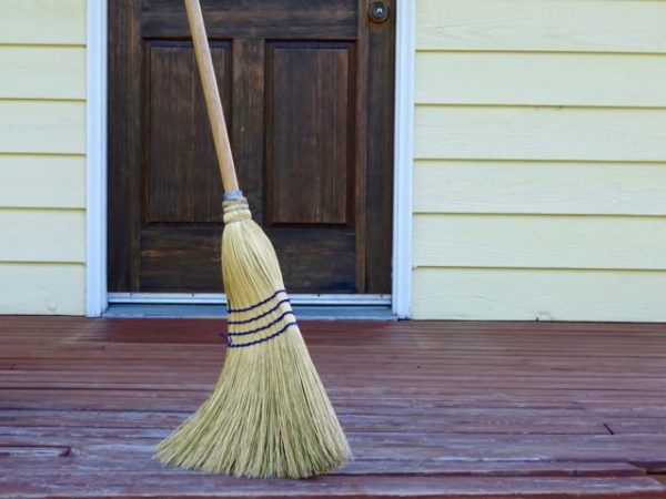 Sweeping a deck before refinishing