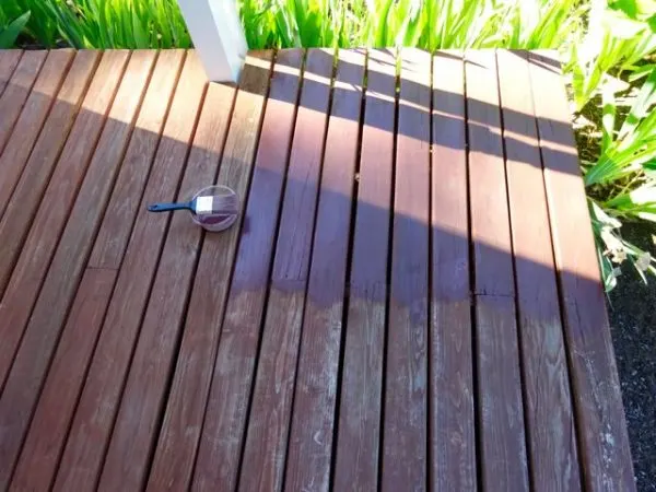 Stained deck boards