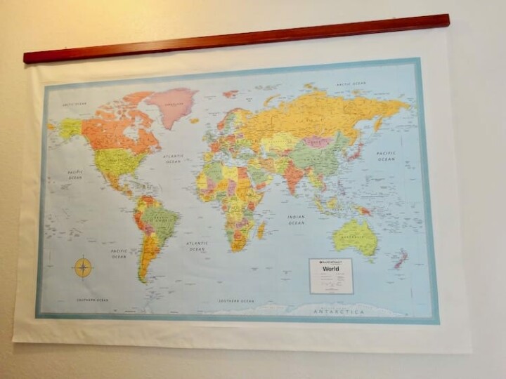 Schoolroom-style hanging map