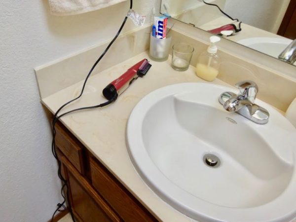hair dryer on counter