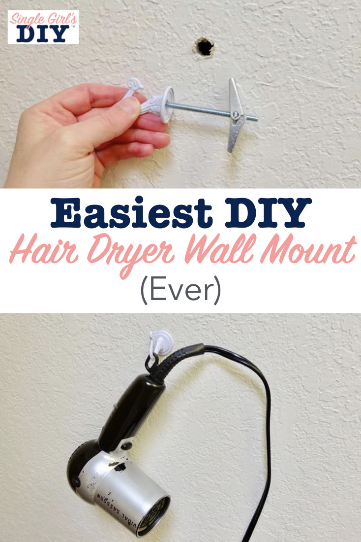 Easy DIY Hair Dryer Holder Wall Mount Single Girl's DIY