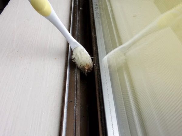 Brush cleaning out window ledge