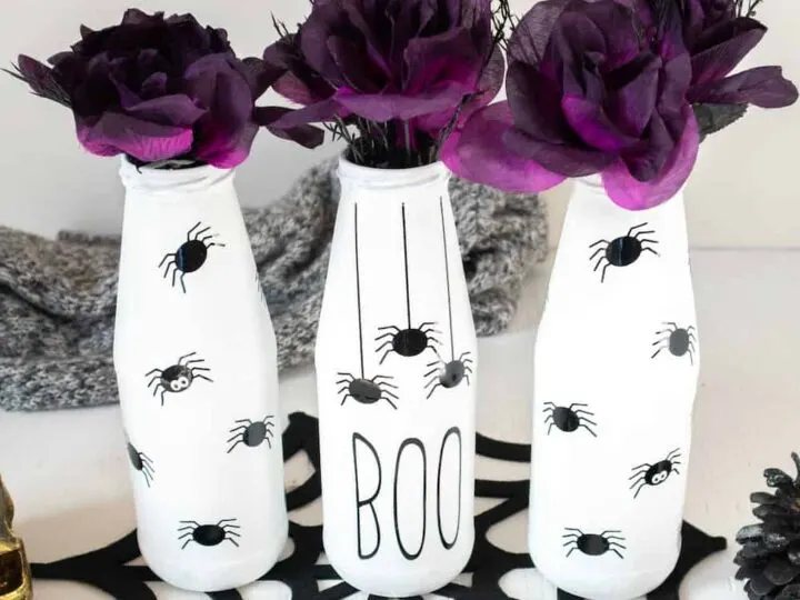 repurposed glass bottles into halloween vases