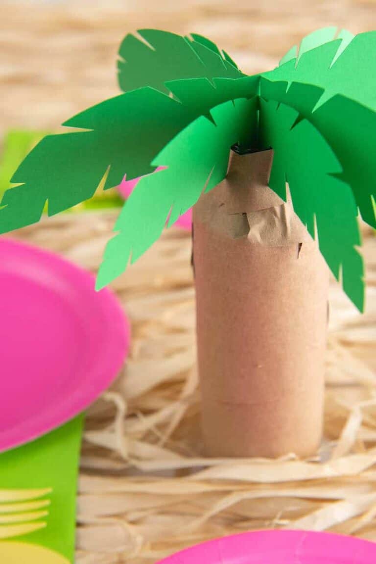 palm tree made out of paper on party table