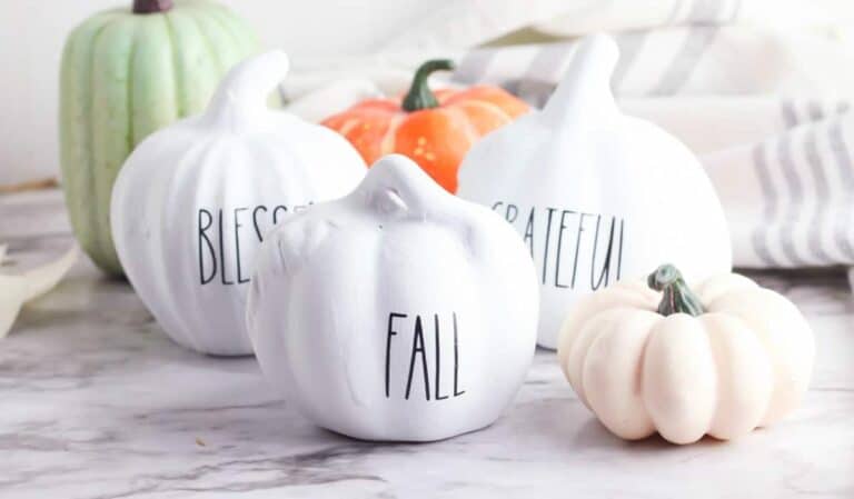Rae Dunn white pumpkins