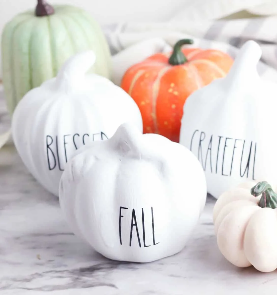 Rae Dunn Inspired Dollar Store Pumpkins - Single Girls DIY