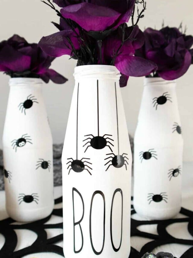 Creepy Cricut Spider Vases for Halloween Story