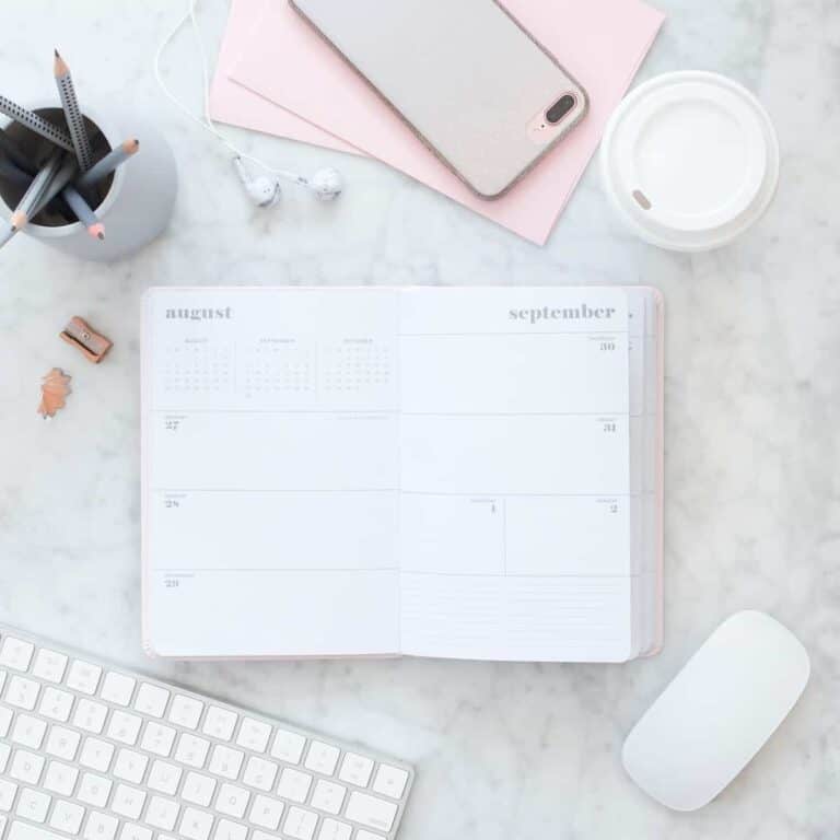 calendar opened up on a desk