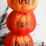 plush pumpkins with cricut trick or treat sign