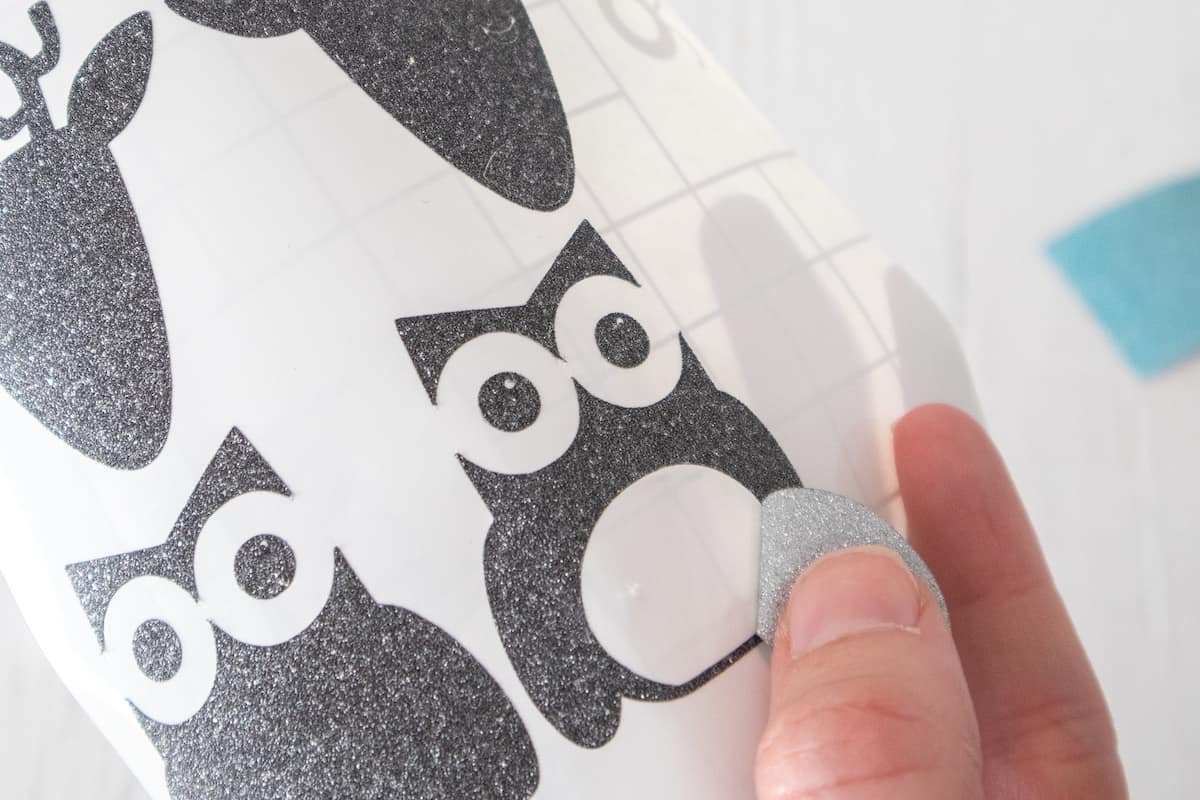 removing Glitter Vinyl Owl stencil