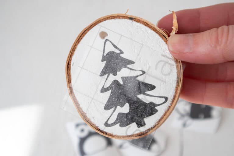 How to Make Wood Slice Ornaments with Vinyl Single Girl's DIY