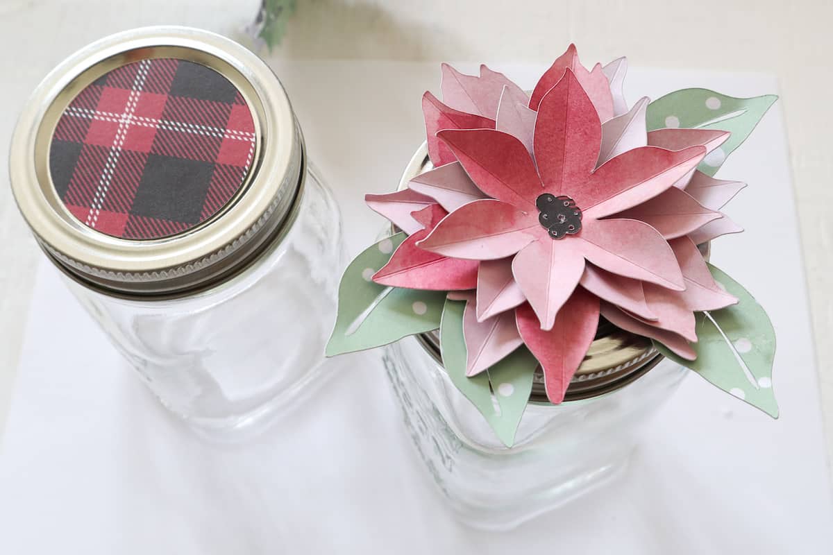 paper poinsettia flower mason jar topper