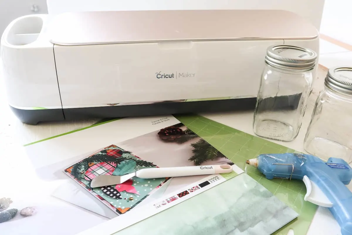 Paper Mason Jar Topper Supplies on table