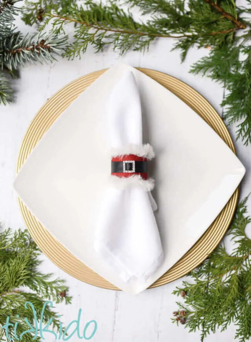 santa napkin on decorative table setting