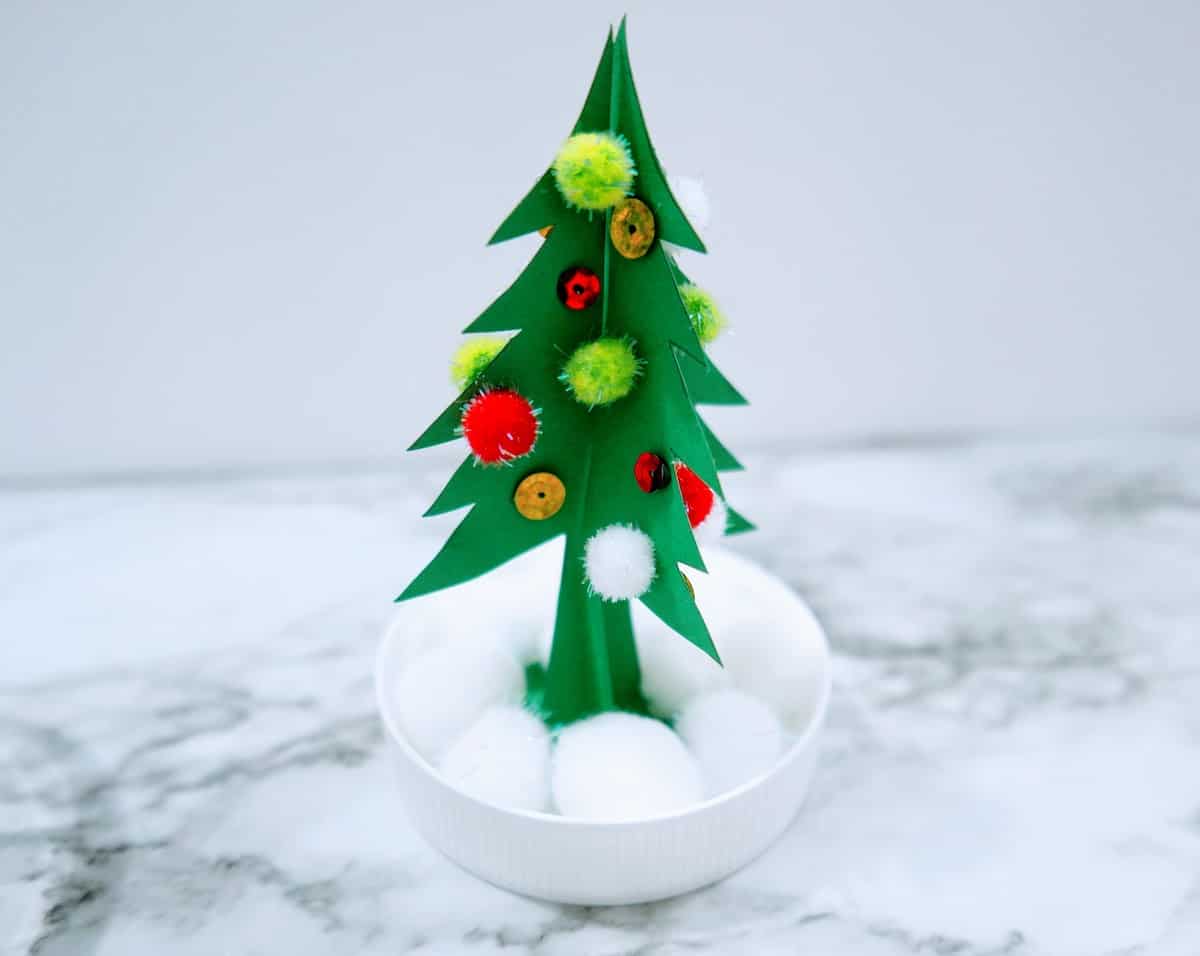 Christmas Tree Snow Globe Craft with Snow