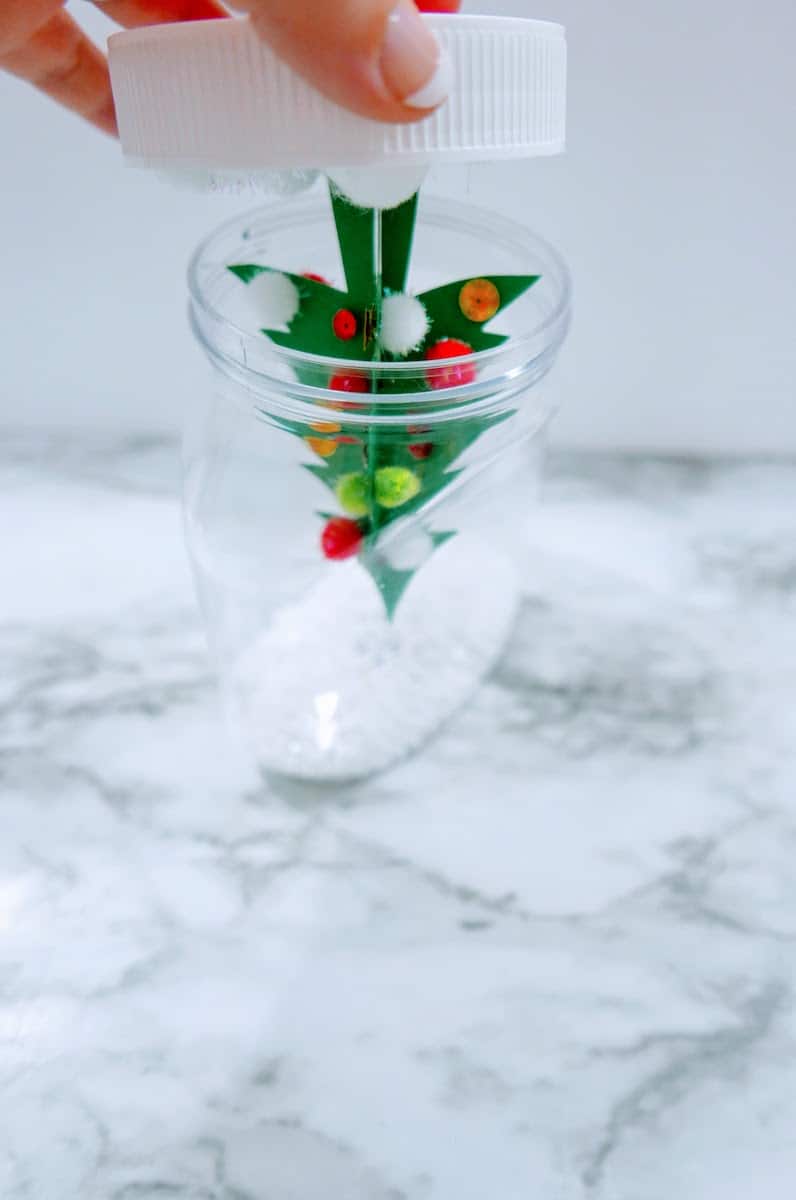 Christmas Tree and Snow in DIY Snow Globe