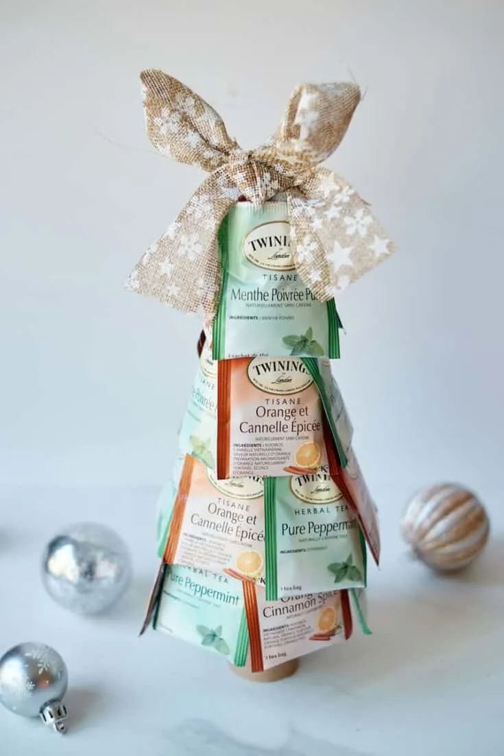 Christmas tree made out of tea bags