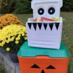 coolers turned into Halloween candy buckets