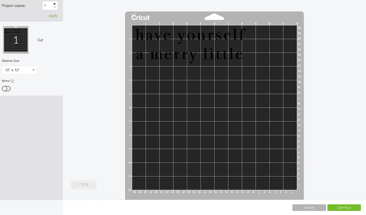 Cricut Design Program Cut Screenshot