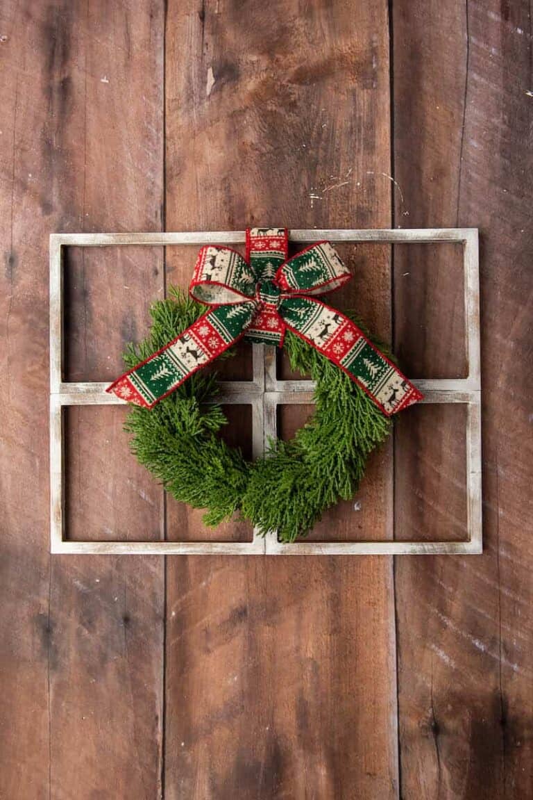 fake christmas window made from canvases