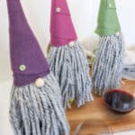 DIY Gnome Wine Bottle Topper and Wine Glass on board
