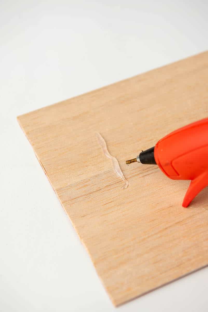 hot glue gun on wood