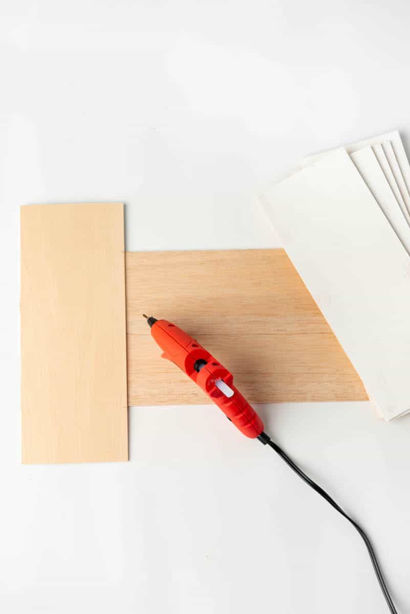 hot glue gun on wood