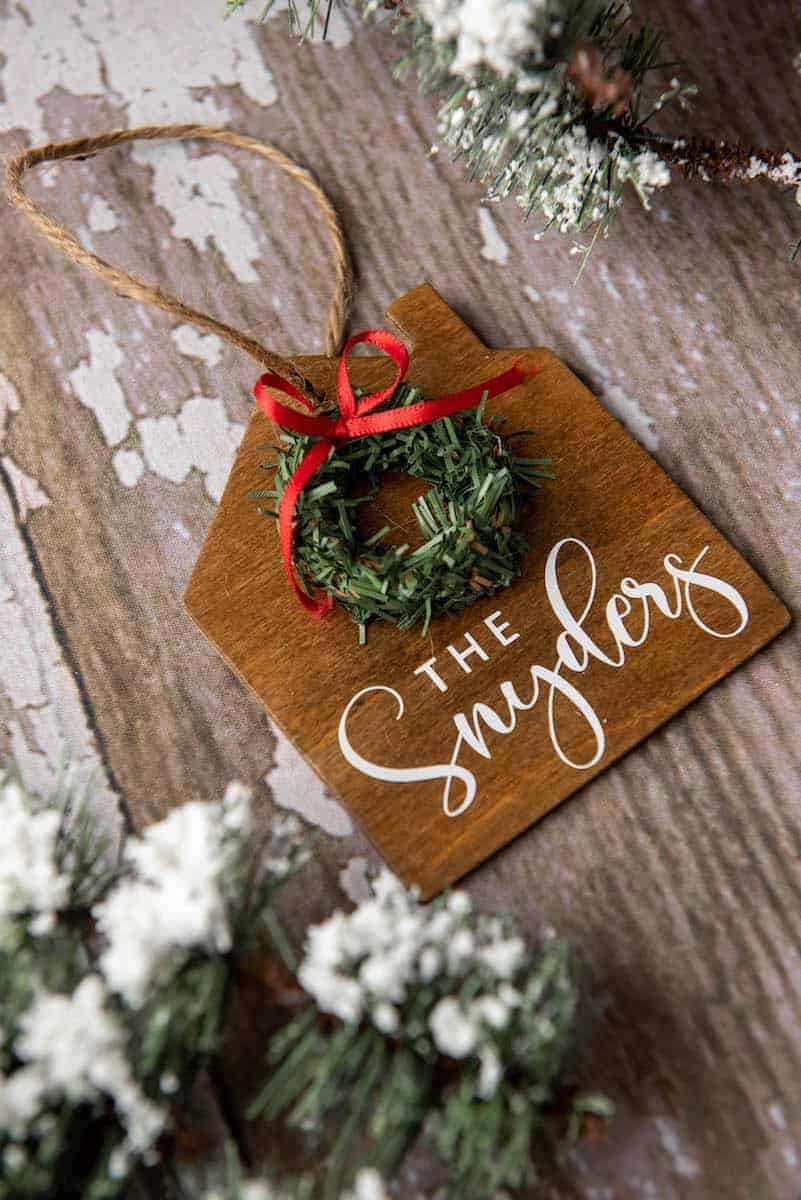 personalized wooden house Christmas ornament