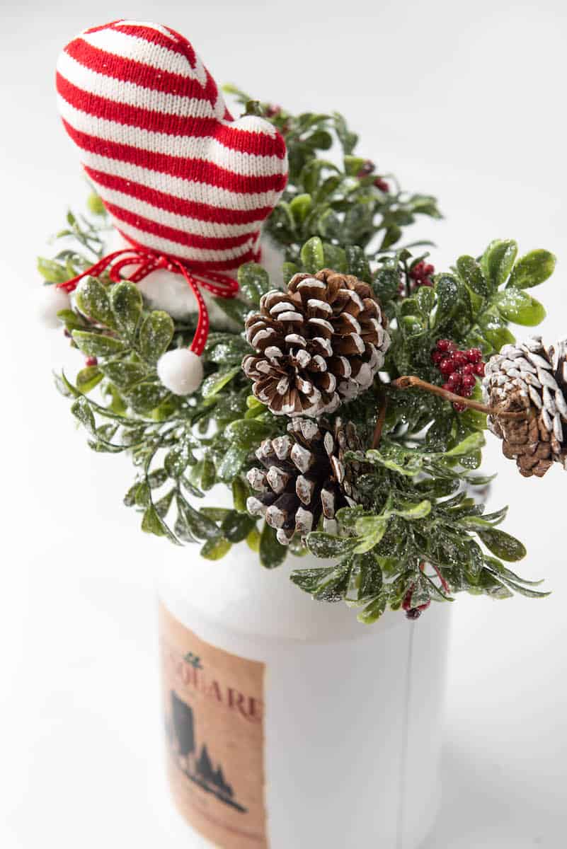 Christmas floral arrangement with pinecones