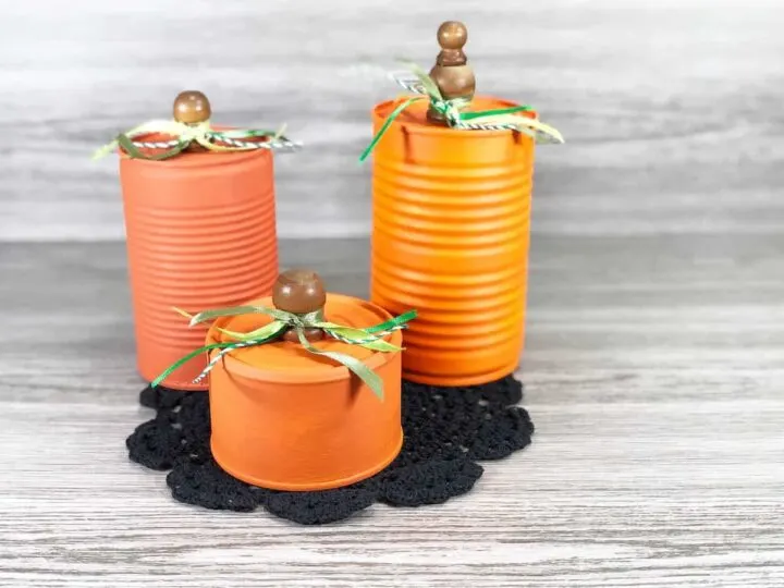 recycled tin can pumpkins