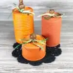 orange painted tin can pumpkins