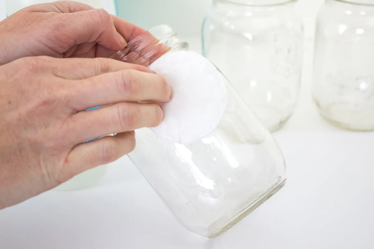 Cleaning Mason Jar with Rubbing Alcohol
