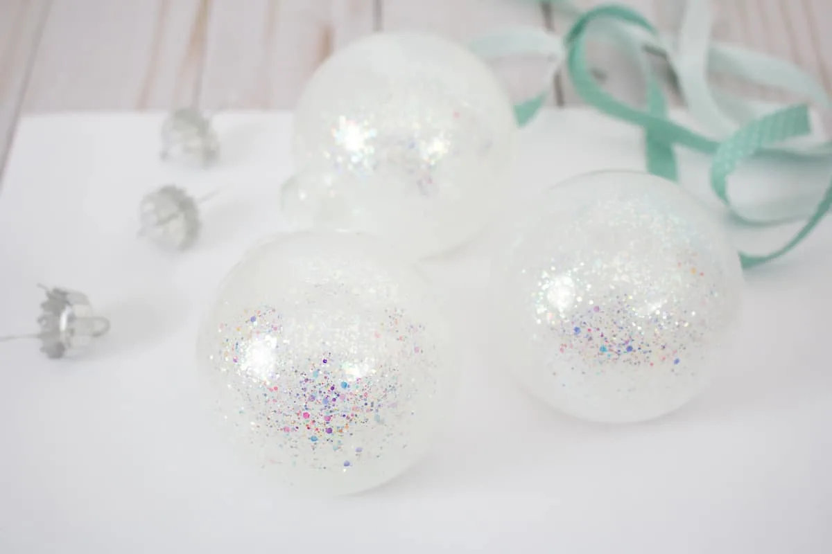 Clear Christmas Ornaments filled with glitter
