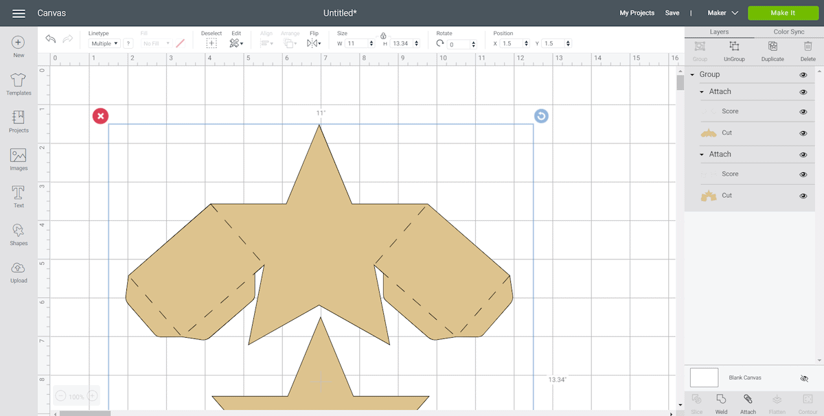 Cricut Design Space Screen for DIY Star Foldable Gift Box