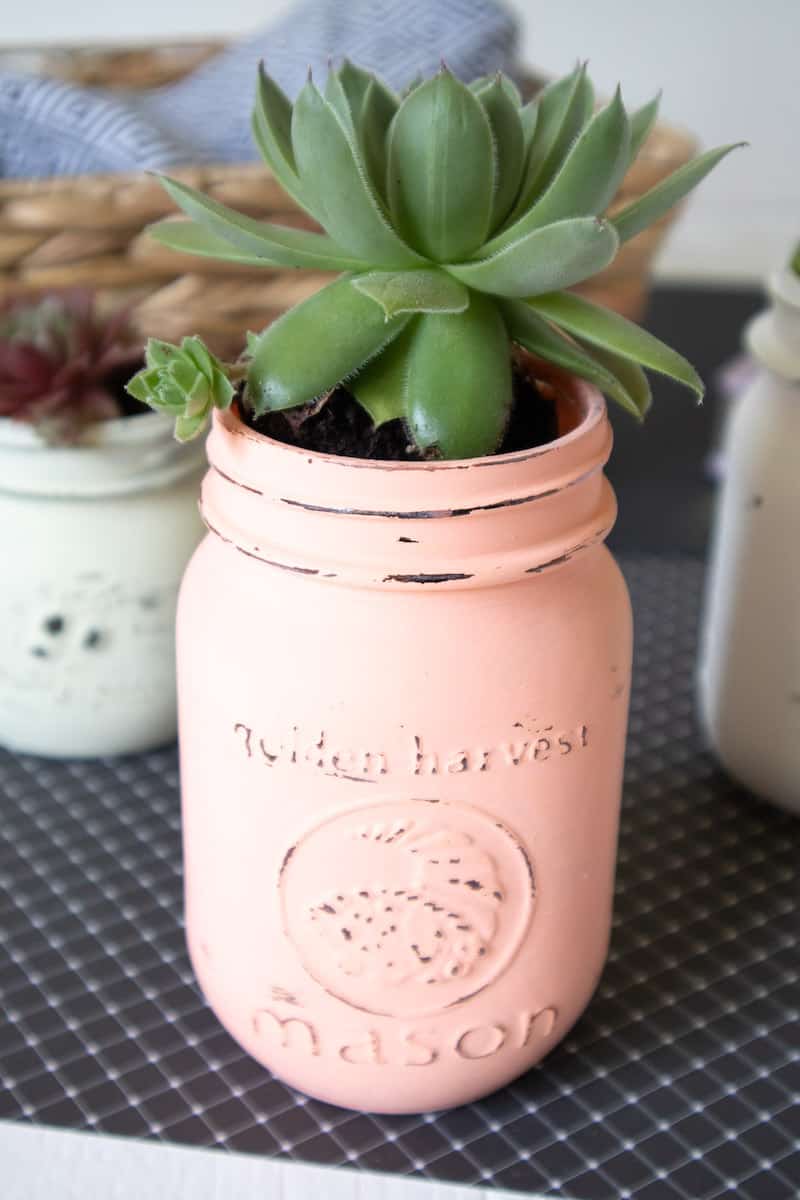 DIY Chalky Mason Jar vase