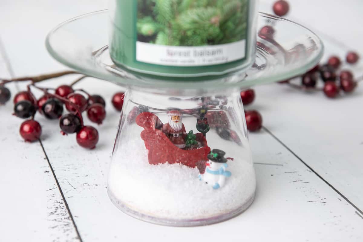 homemade snowglobe Candle Holder with Candle