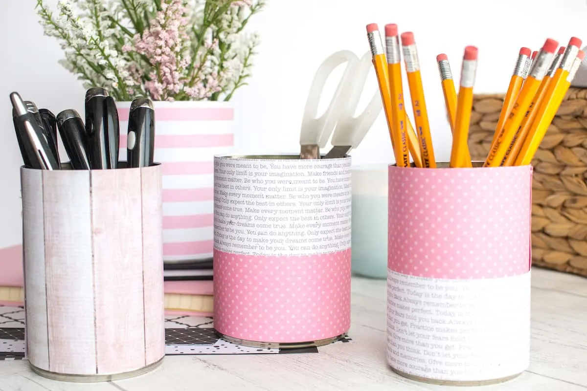 Easy DIY Desk Organizer Ideas with Tin Cans - The How-To Home