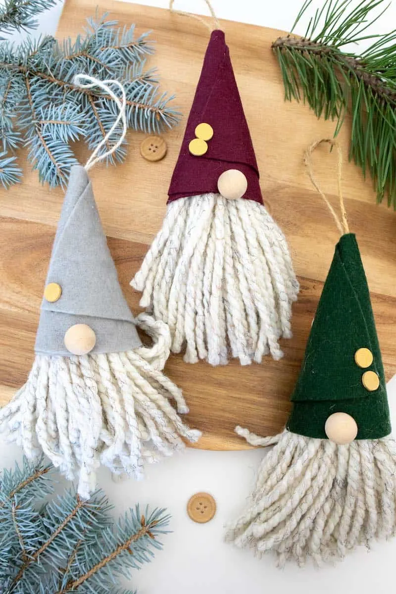 Easy DIY Gnome Ornament Craft with Christmas Tree Branches
