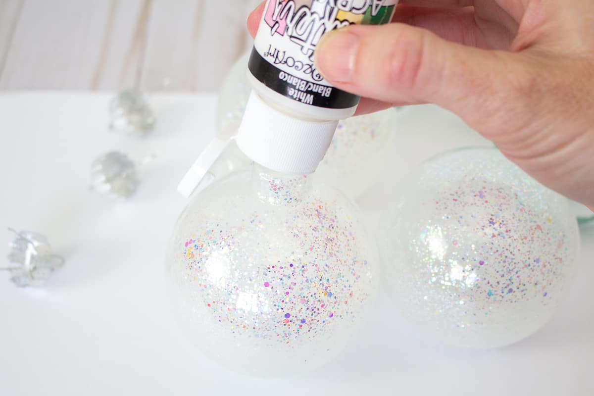 Painting Christmas Ornaments White